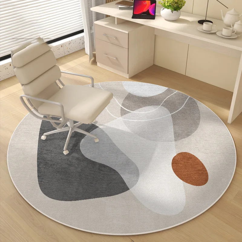 Round Rug, Easy-Care Crystal Velvet Geometric Floor Mat for Living Room or Study, Large Area Home Decor