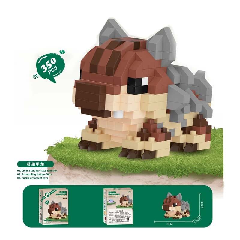 Cute dinosaur series micro-particle building blocks Jurassic Tyrannosaurus Rex Heilong cartoon DIY model toys