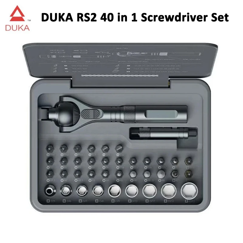 2025年新型 DUKA Atuman RS2 ラチェットドライバーセット 40 in 1 磁気精密ドライバービット DIY 家庭用修理ツールキット