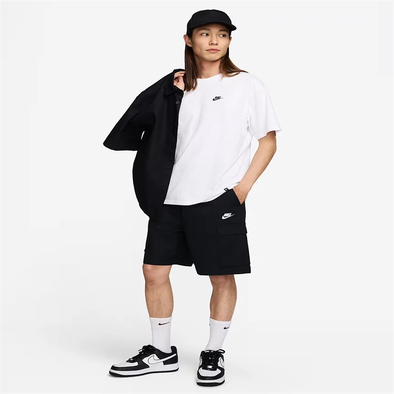 Nike Sportswear Club Men's Women's Casual Cotton T-Shirt Short Sleeve Crew Neck Basic White Top Everyday Streetwear