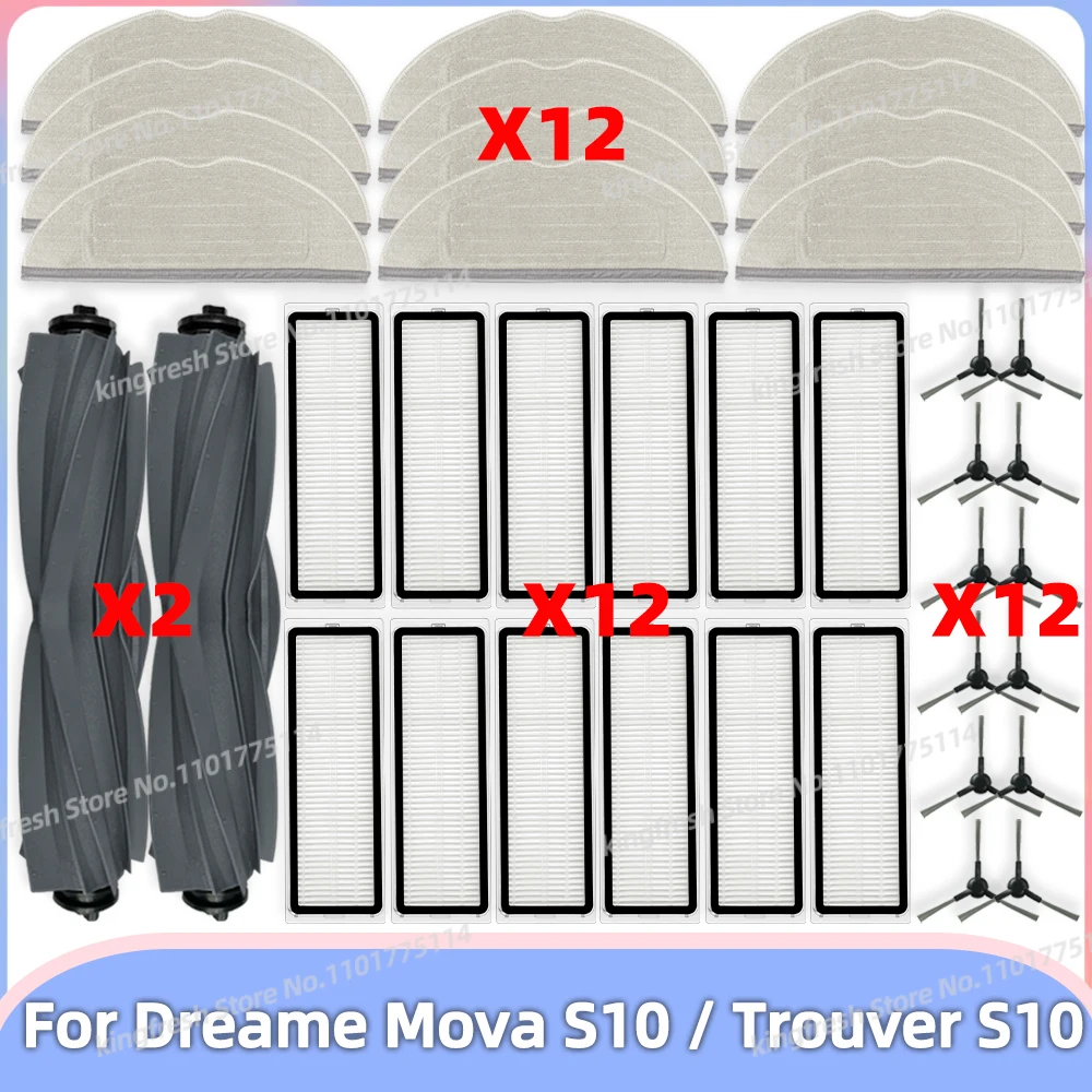 Fit For ( Dreame Mova S10 / Trouver S10 / Mova S10 Plus / Trouver S10 Plus ) Parts Main Roller Side Brush Hepa Filter Mop Cloth