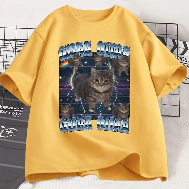 Drôle Viral Oia chat Meme graphique t-shirts pour femmes chats idiotes T-shirt Oiiaa Oiiaa chat non accru T-shirt Harajuku vêtements Y2K haut