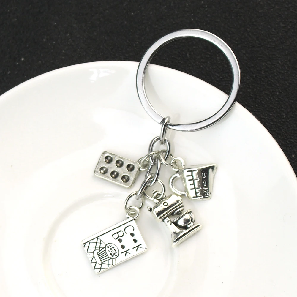New Dessert Keychain Baking Key Ring Cake Egg Beater Blender Measuring Cup Moulds Key Chain For Dessert Chef Handmade Gift