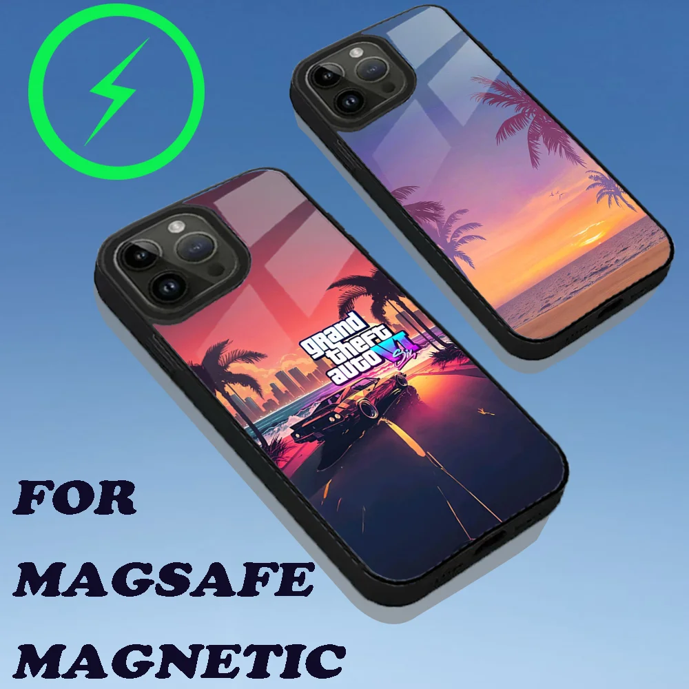 Game G-GTA 6 Vice City Phone Case For iPhone 15,14,13,12,11,Plus,Pro,Max Mini Magsafe Magnetic Wireless Charging