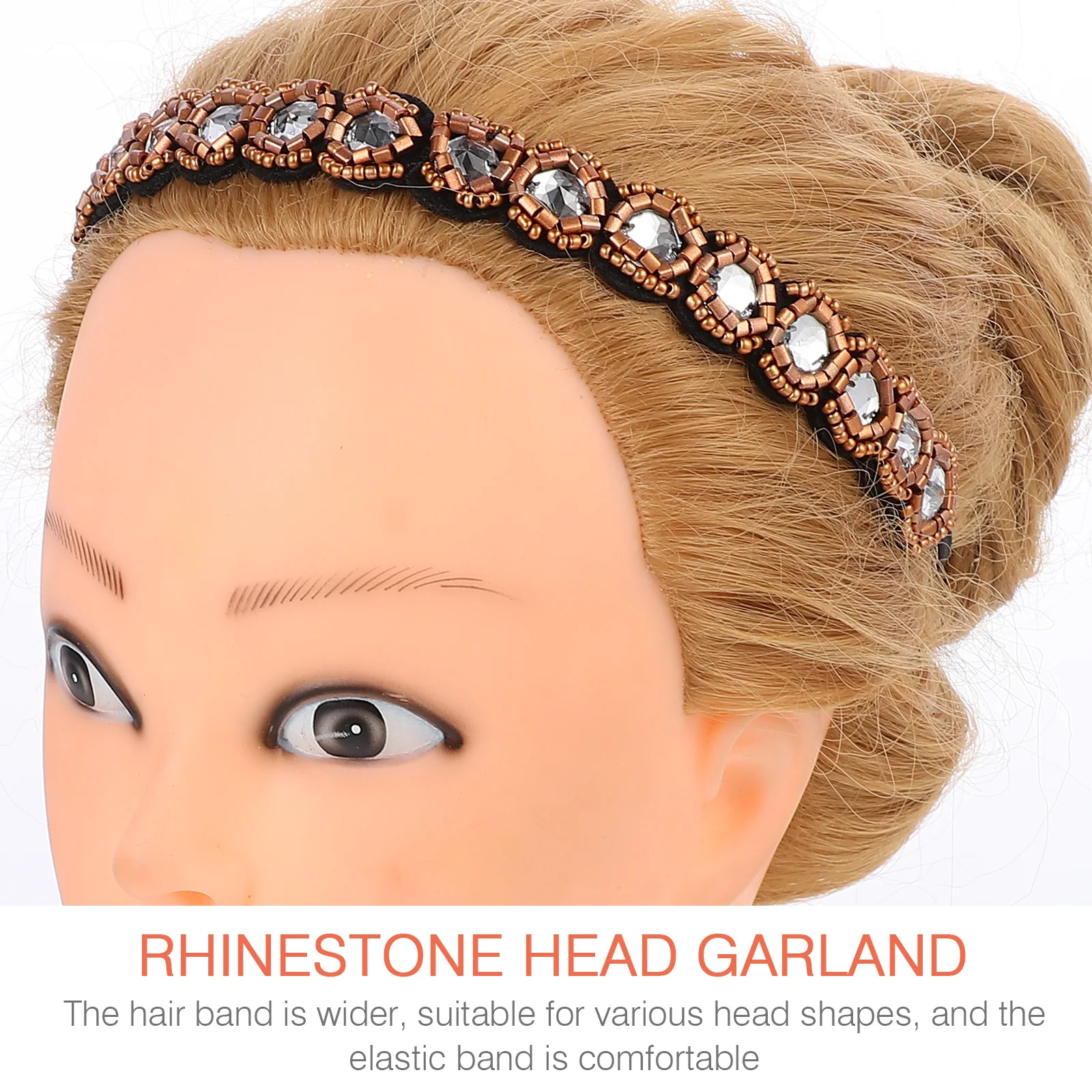 

Glass Studded Wedding Headband Beaded Headpiece Bohemian Party Hair Band Holiday Rhinestone Crown Head Garland