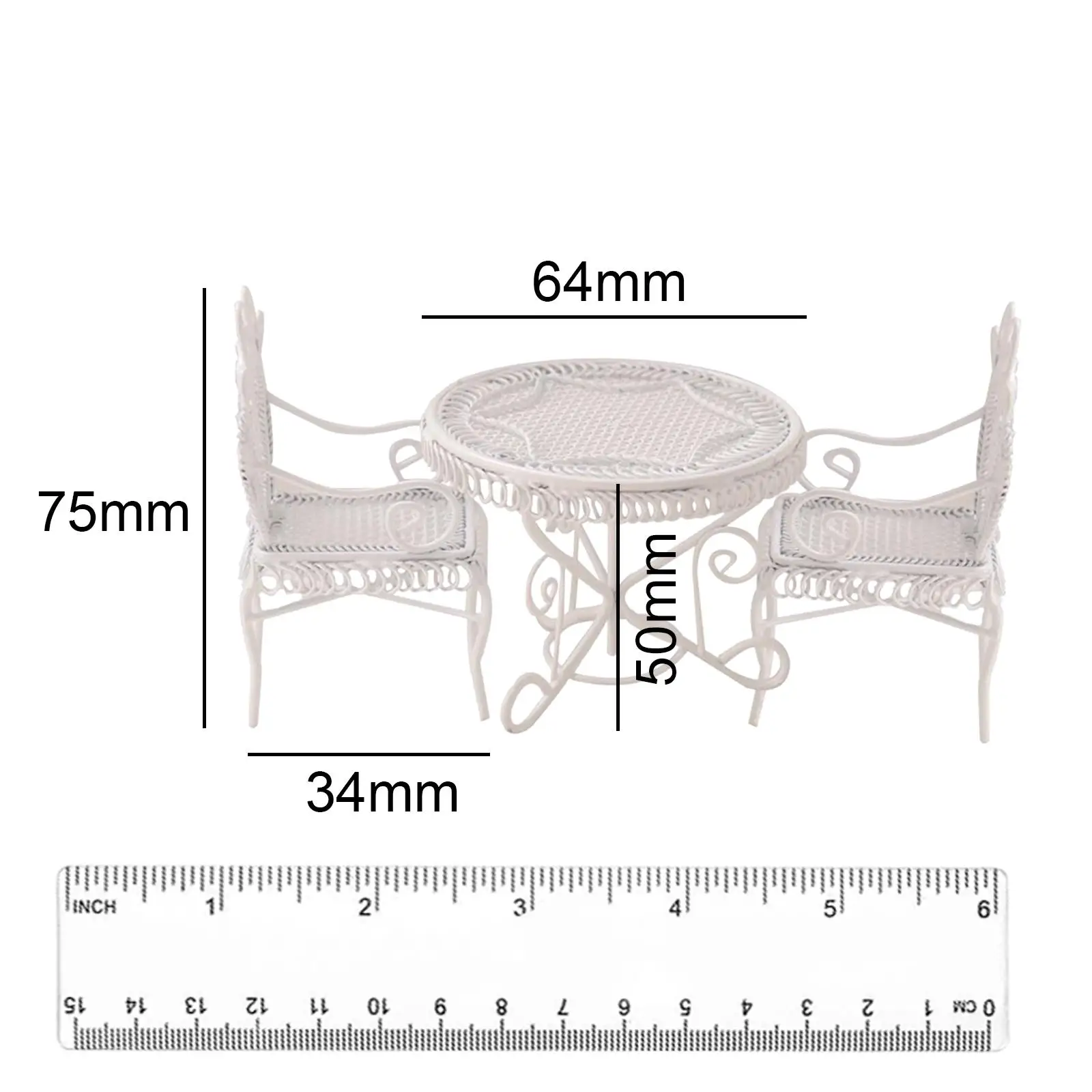 Conjunto de mesa de jantar em miniatura em escala 1/12, conjunto de móveis para casa de bonecas