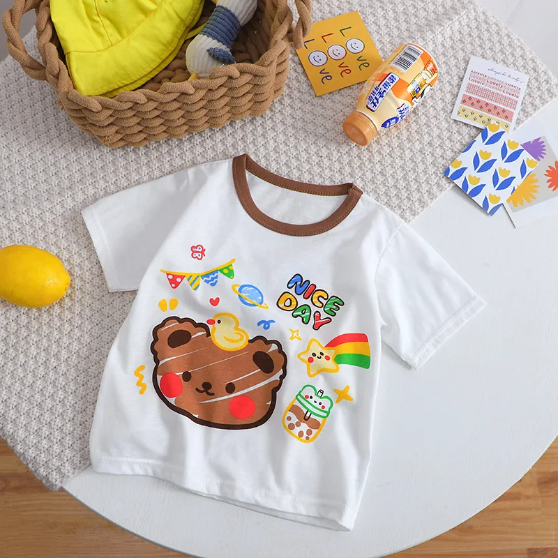 2024 Summer New in Kids Baby Boys girls Cute Clothing - Children Cartoon Cotton Top ,toddler Clothes Fashion T-shirts