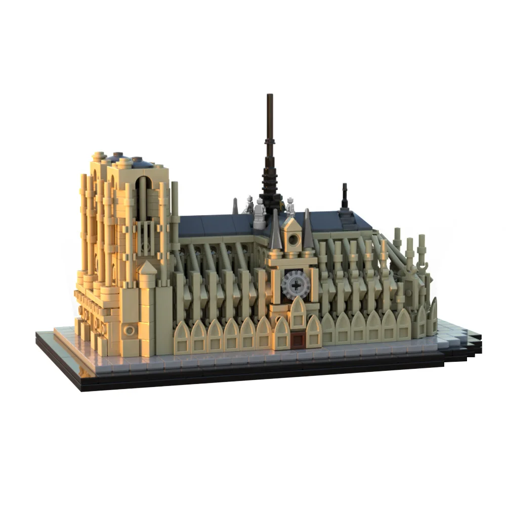 MOC-192777 Notre-Dame de Paris 1:800 Model Building Blocks Compatible with Empire State Building Gothic Architecture Bricks Toy