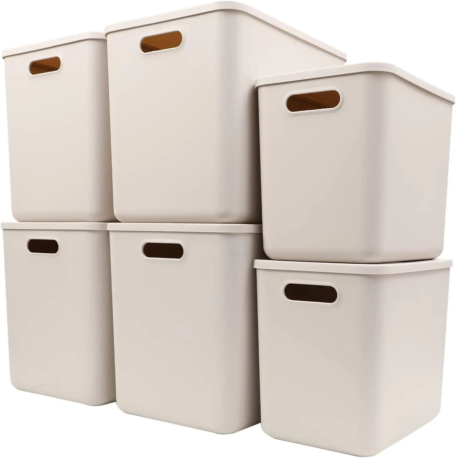 

Plastic Storage Baskets With Lid Organizing Container Lidded Knit Storage Organizer Bins for Shelves Drawers Desktop Closet P
