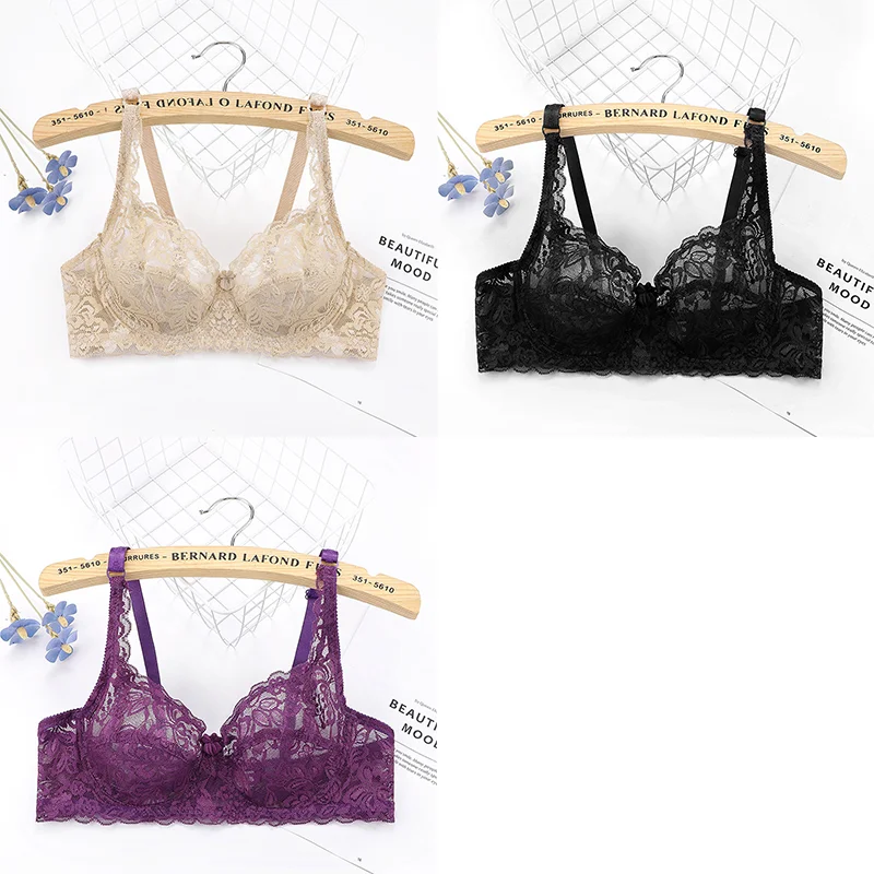 3PC Women's Sexy Lace Bras Push Up Bralette Set