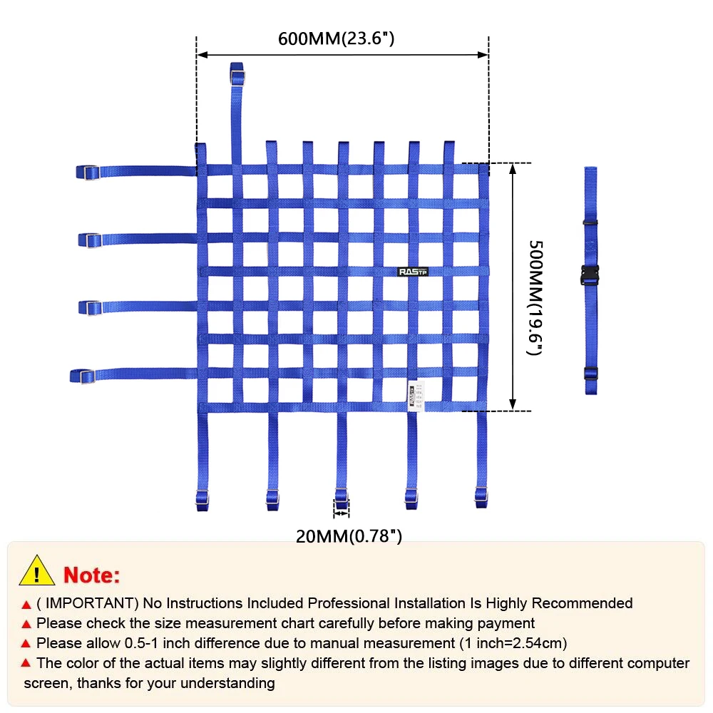 RASTP-Universal Nylon Car Racing Window Net 45/50CM*60CM-2CM Racing Rally Safety Equipment Window Protect Belts Safety RS-BAG054