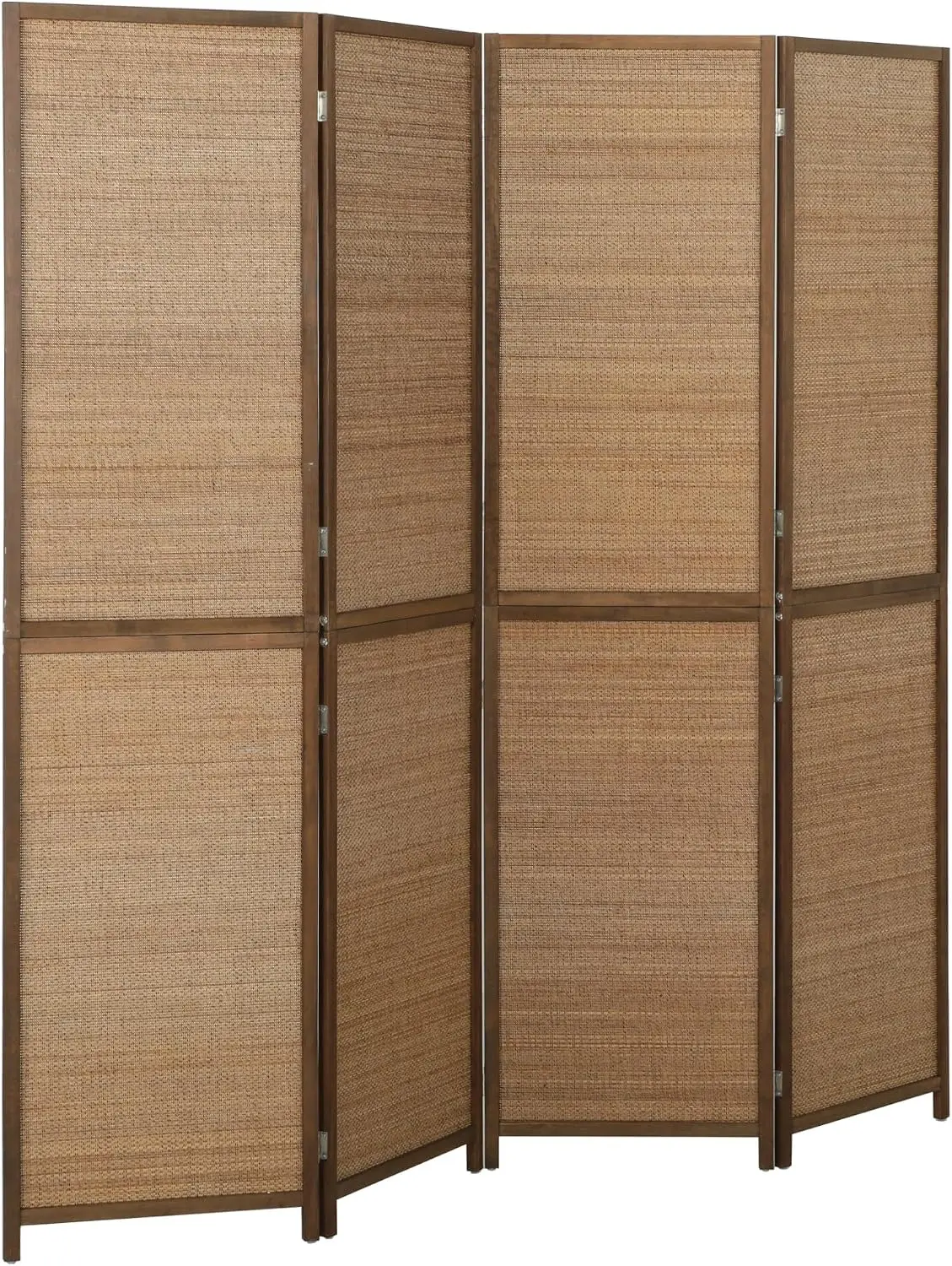 Room Divider, 6 FT Tall Folding Privacy Screen, 4-Panel Boho Brown