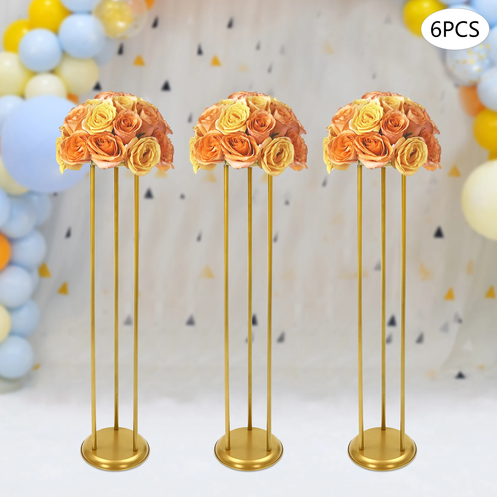 

Bymaocar 6 Pcs Flower Display Stand 39.4in Column Flower Stand Gold Road Lead Centerpiece Vase Decor Party Flower Holder