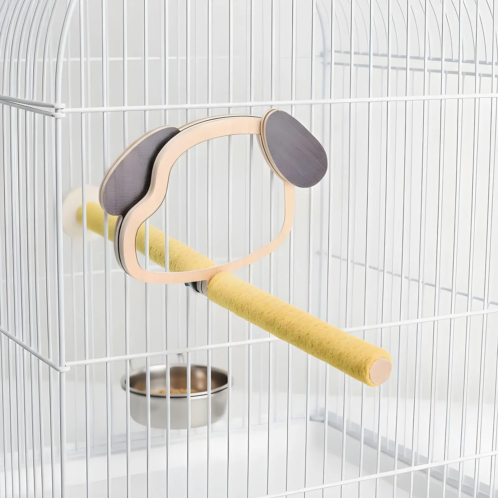 Parrot Perch Cage Accessories With Puppy Ear Mirror Parrot Perch Stand For Play Area Boredom Prevention Mental Stimulation