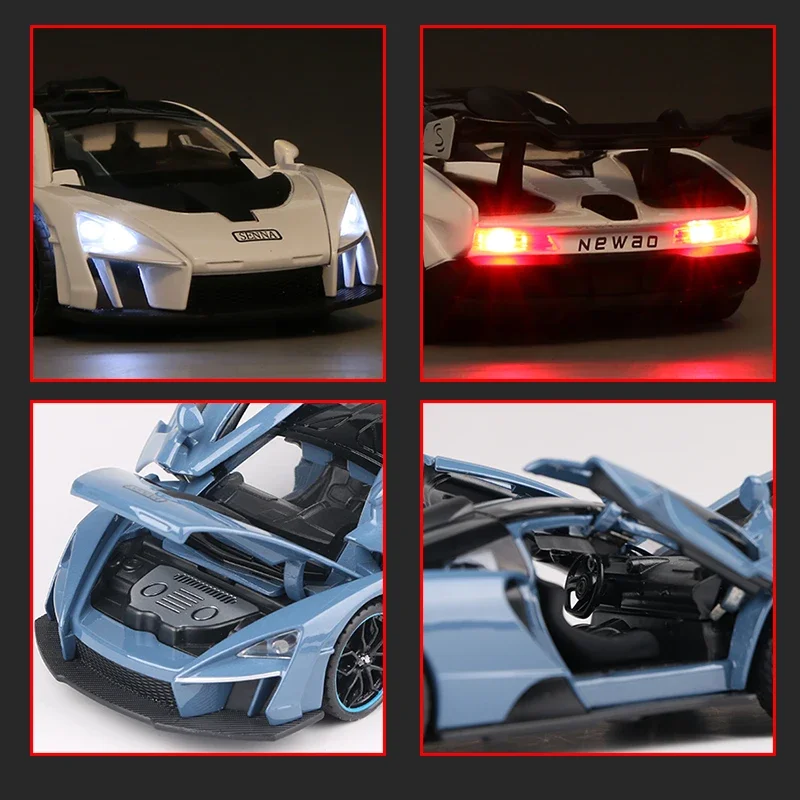 1/32 McLaren Senna Alloy Sports Car Model Diecasts Metal Toy SuperCar Model Simulation Sound And Light Collection Kids Toys Gift