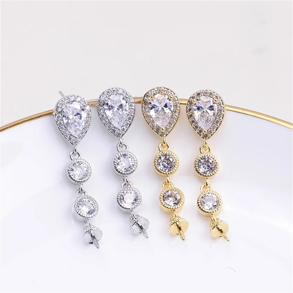 

6pcs Gold Plated Pearl Earring Settings Stud Bases DIY Jewelry Making for Handmade Accessories S925 Sterling Silver Ear Needle