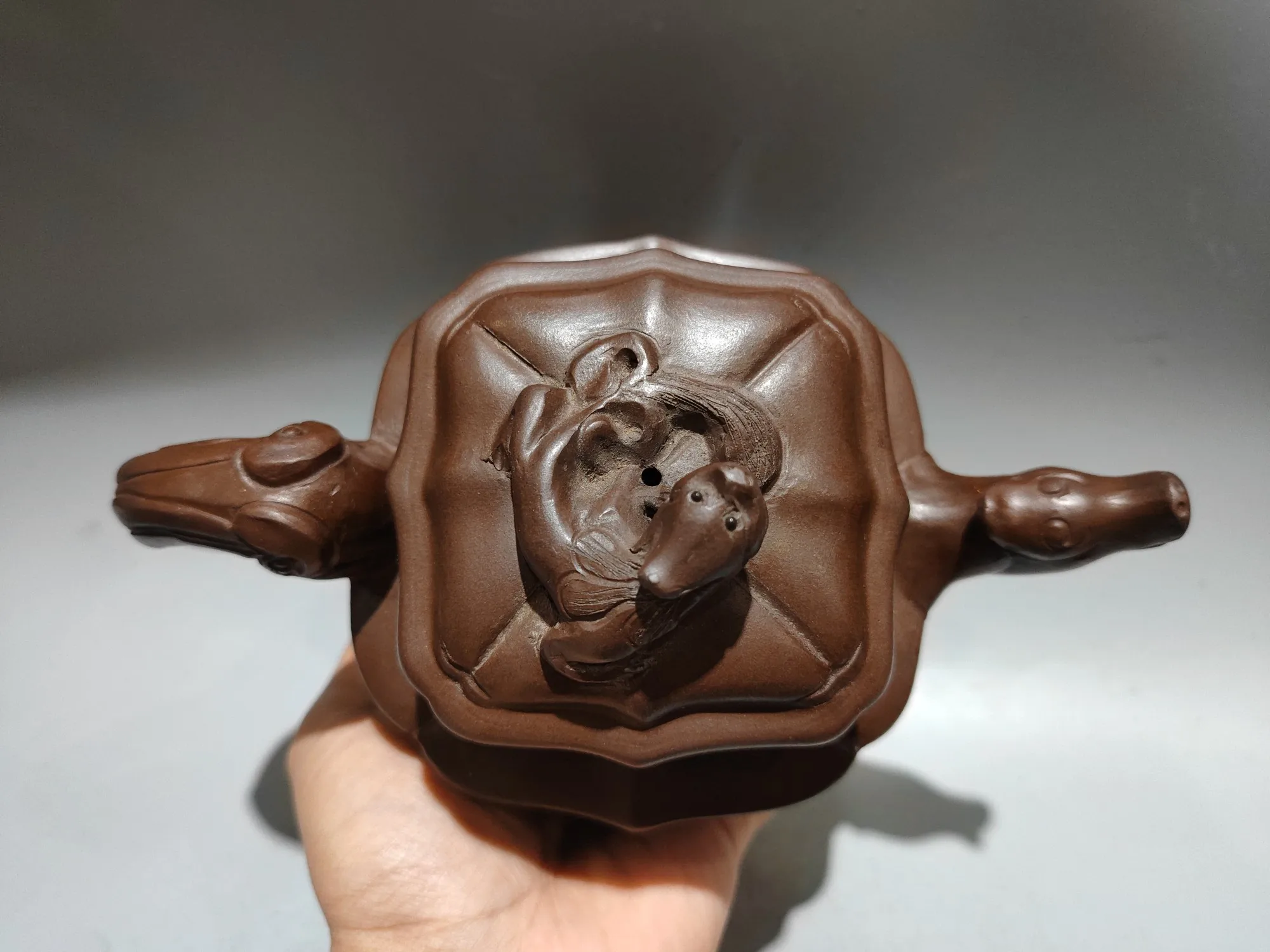 Old Chinese Handicraft Enameled YiXing Zisha (red stoneware) Teapot,book style teapot,with mark, Free shipping