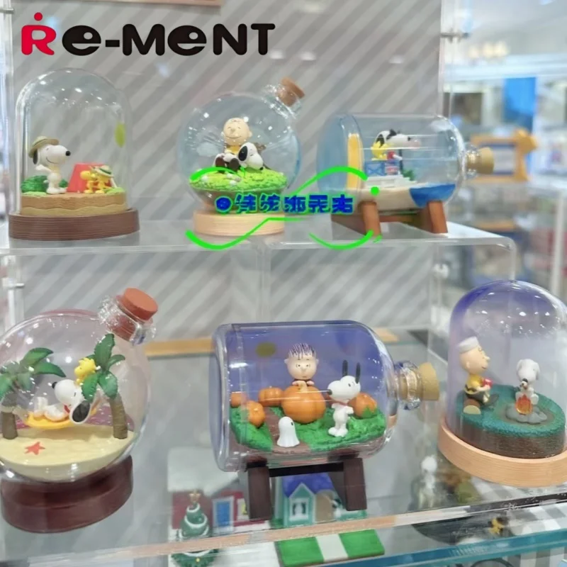 Re-Ment Peanuts Snoopy Time Terrarium Caja Sorpresa Miniatura Micro Paisaje Modelo Adorno Colección Decoración Escritorio