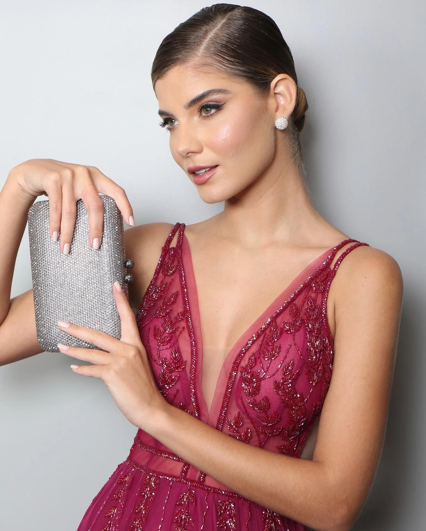 MVOZEIN Eleagnt Women's Evening Dress A-Line V-Neck Tulle Wedding Guest Dresses Hand-Beaing Layers Formal Party Dress