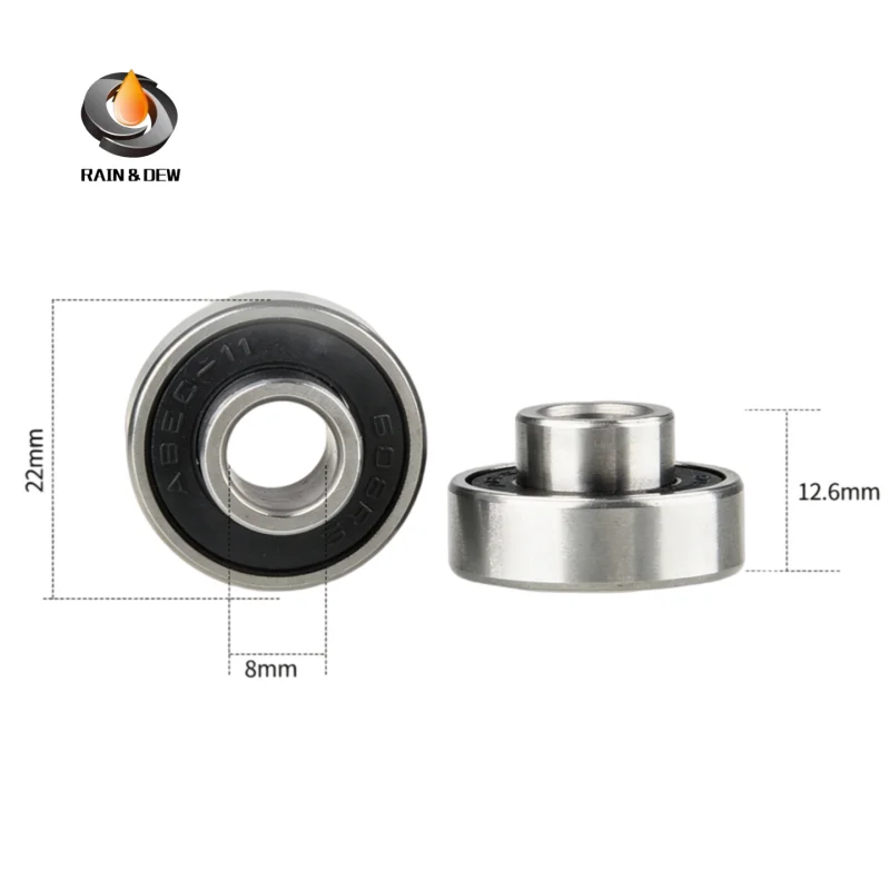 8Pcs 608 RS Bearing 8x22x7 mm ABEC-11 Integrated Spacer Bearing 608 Skateboard Longboard Bearing Danceboard Bearing