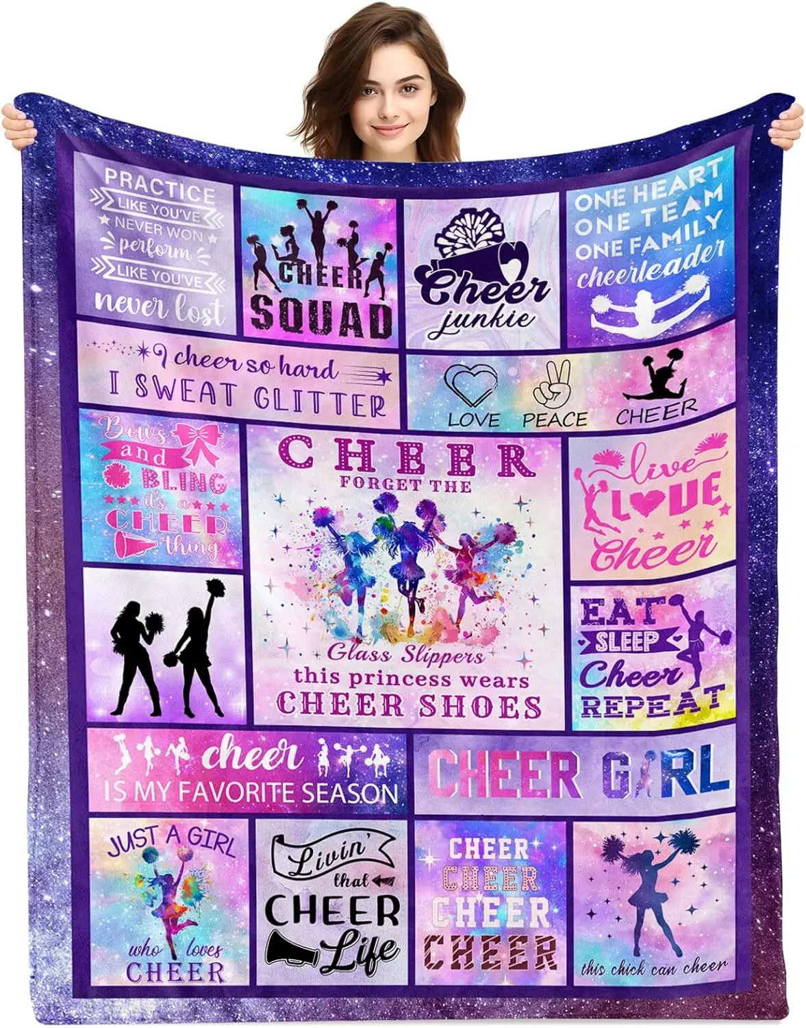 Cute Cheerleader Throw Blanket Gift for Girls Sports Squad Home Decor Fleece Cozy Throw Blanket Seasonal Decorations