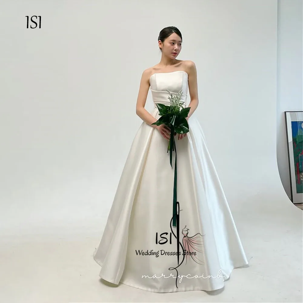ISI Neue Koreanische Hochzeitskleider Hochwertige Satin Trägerlose Fotoshooting-Kleider Maßgeschneiderte A-Linien Selbstgestaltete Brautkleider 2026