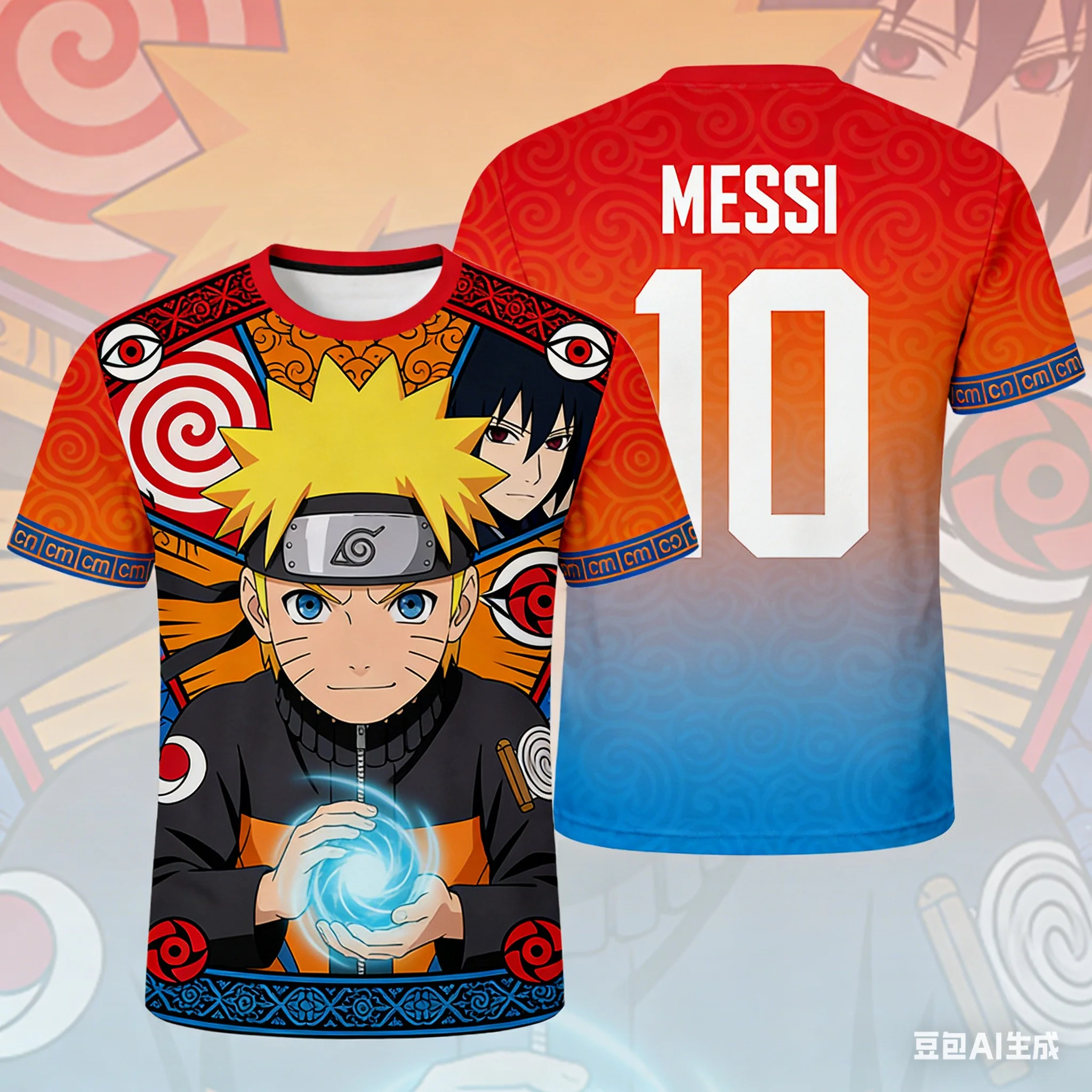 

Футболка унисекс с принтом номера в коллаборации Naruto × Soccer Star 2026-2027, трендовая, свободного кроя, повседневная, с коротким рукавом