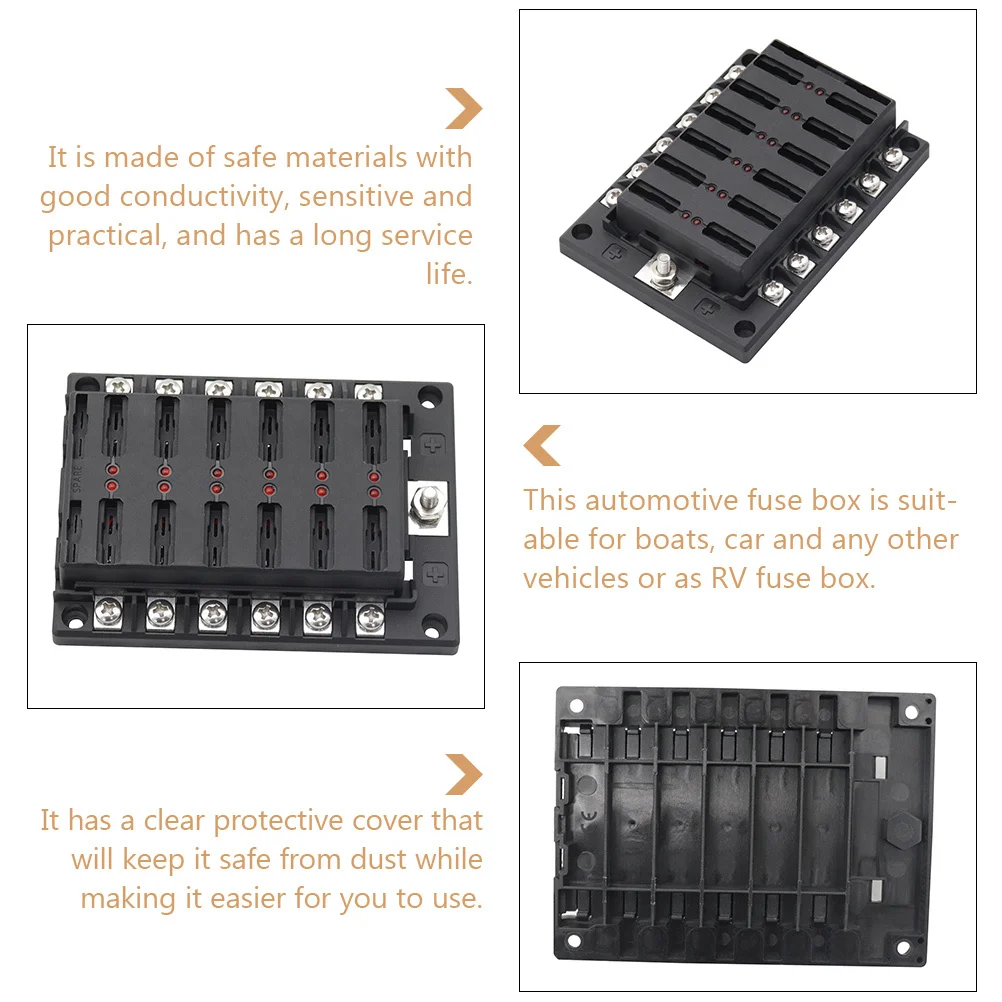 

12-Way Waterproof Fuse Box With Led Indicator For Automotive Car Truck Boat Marine Rv Fuse Block Organizer Terminal