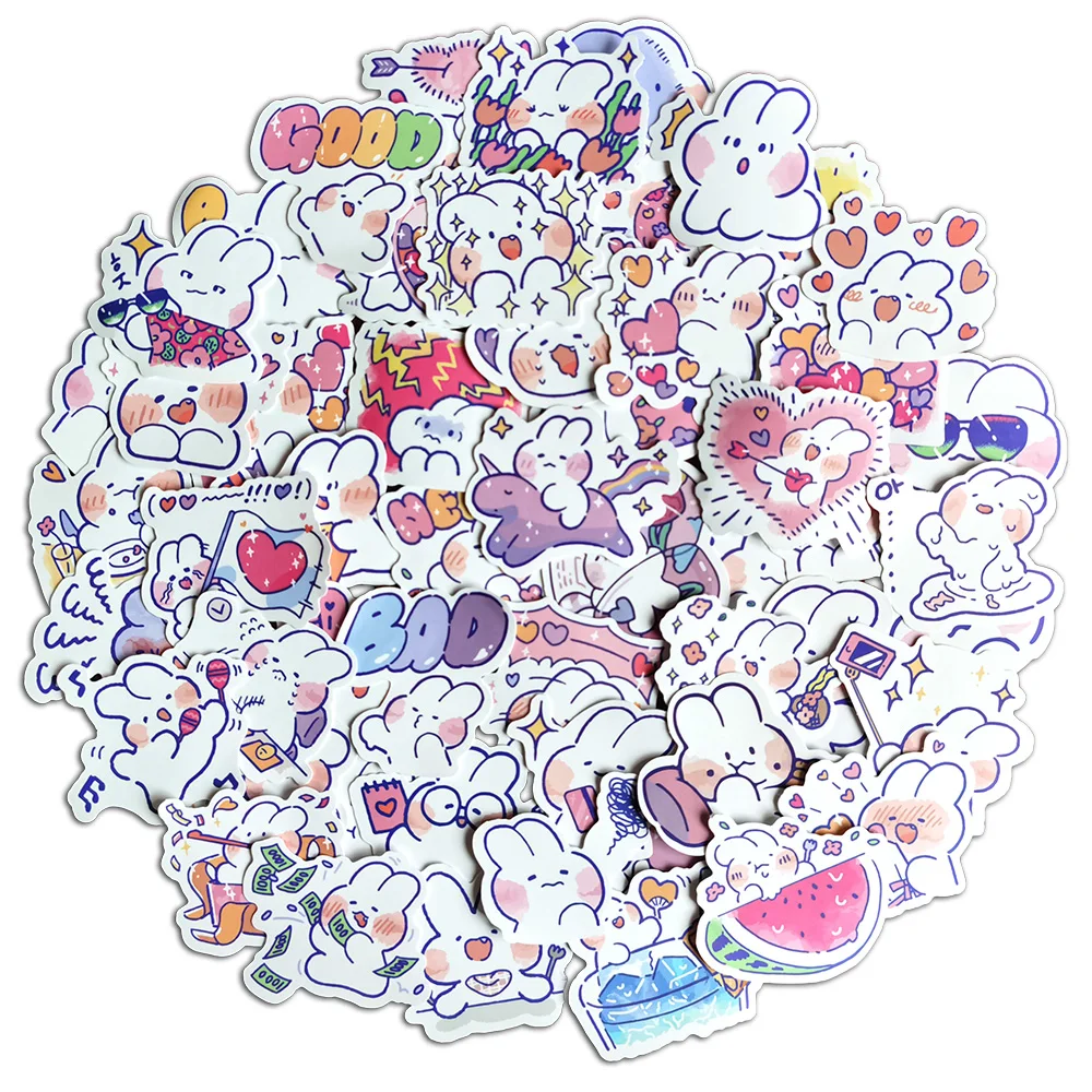 10/20/60pcs Cartoon Rabbit Mongmong Stickers Laptop Scrapbook Notebook Diary DIY Cute Vinyl Decal Sticker for Kids Girl Toy