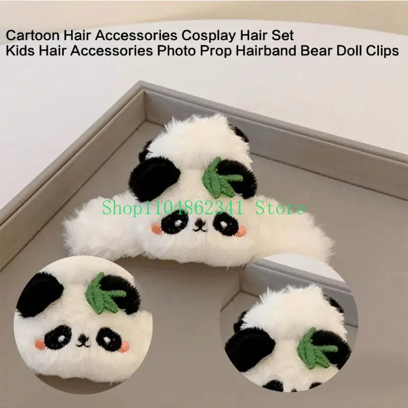 5ASD Cartoon Panda Claw Claw Claw Claw for Women Plush Panda Hair Clamp Jaw Clip Clip Hairband Bight Band Fair Tool Scrunchy