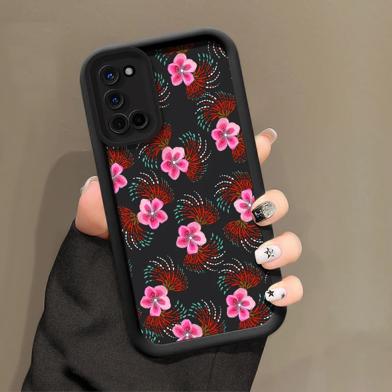 花柄スマホケース OPPO Realme Note 50 60 GT 6 Neo 5 Narzo 70X 60X N65 N63 N55 N53 30A 20A 耐衝撃 マットシリコンカバー