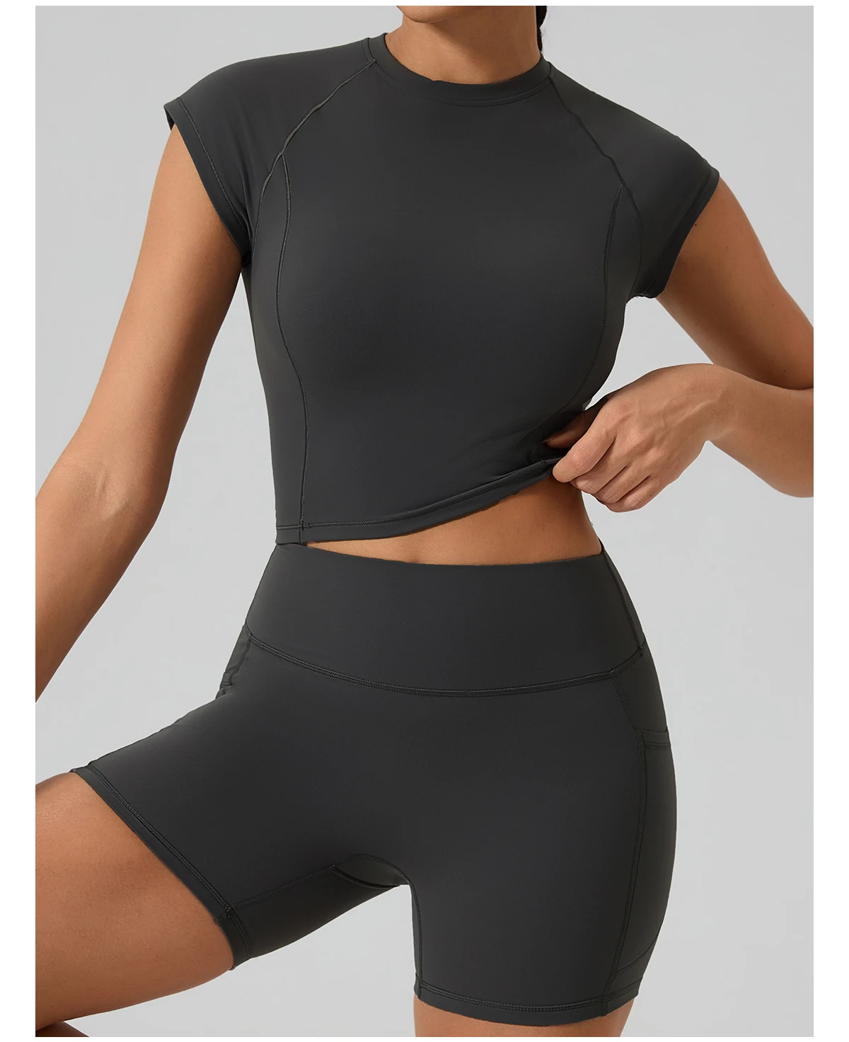 Hearuisavy Gym High Impact Kurzarm-Sport-T-Shirt für Damen, atmungsaktiv, schnell trocknend, eng anliegend, Yoga-Fitness-Tops, Lauf-Workout-T-Shirt – Detail 28