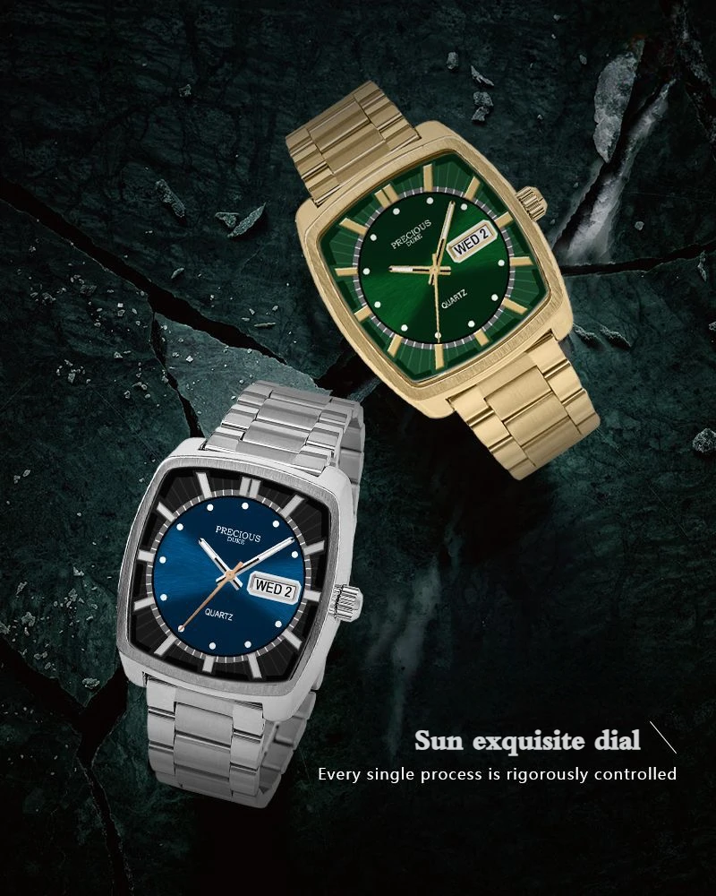 Men's Luxury Brand Tonneau Watch Classic Luminous Calendar Waterproof Steel Strap Quartz Watch for Men Relogio Masculino
