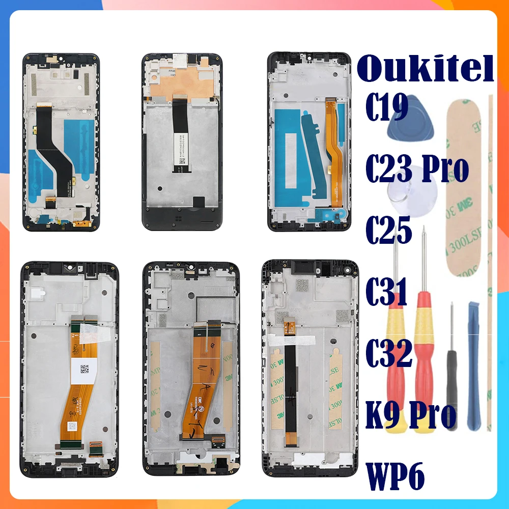 For Oukitel C19 C23 Pro C25 C31 C32 C33 K9 Pro WP6+ LCD Display + Touch Screen + Touch+Frame