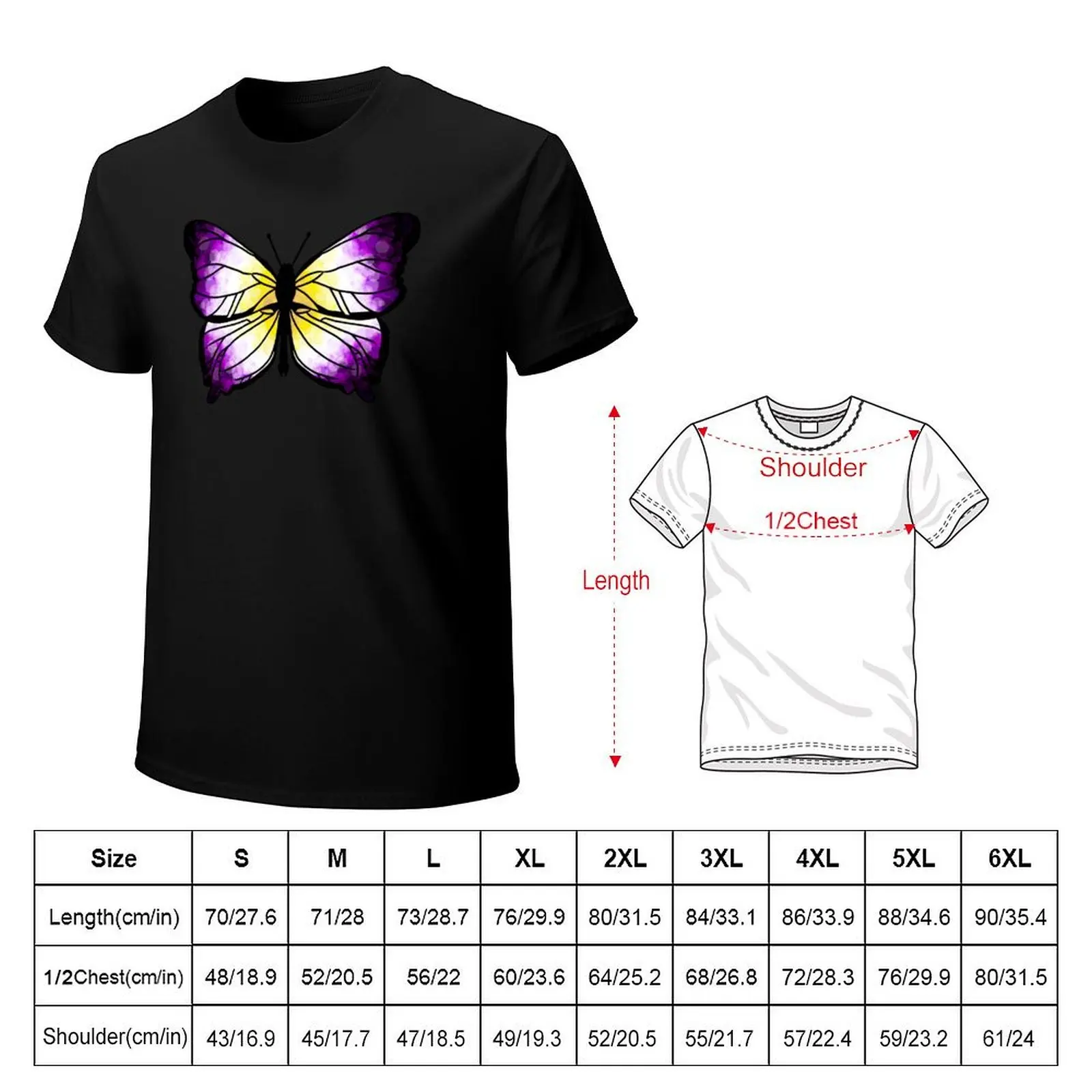 Non-binary butterfly T-Shirt t shirts for man slim fit T-Shirt