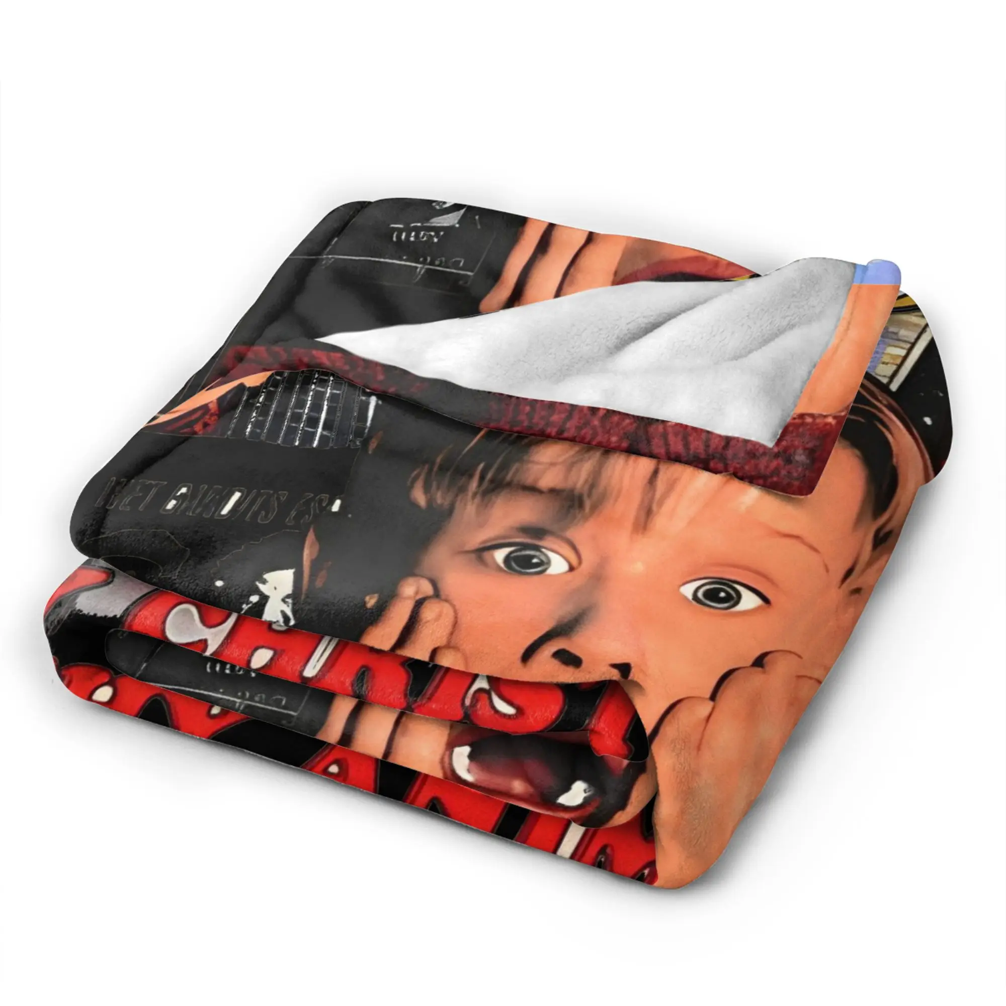 المنزل وحده عيد ميلاد سعيد البطانيات المرجان الصوف أفخم طباعة كيفن كوميديا المحمولة سوبر لينة رمي بطانية للأريكة #5