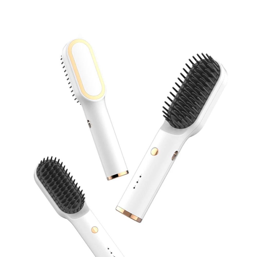 Cepillo eléctrico recargable por USB para alisar el cabello, cepillo de iones negativos inalámbrico de alta calidad, alisado rápido