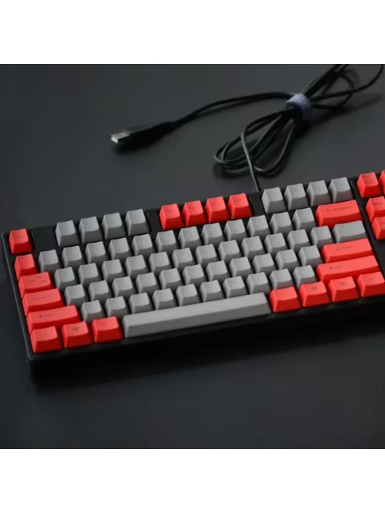 Keycaps, purple gray red gray, fire front color scheme blue gray keycaps, light-transmitting PBT keycaps 104 87