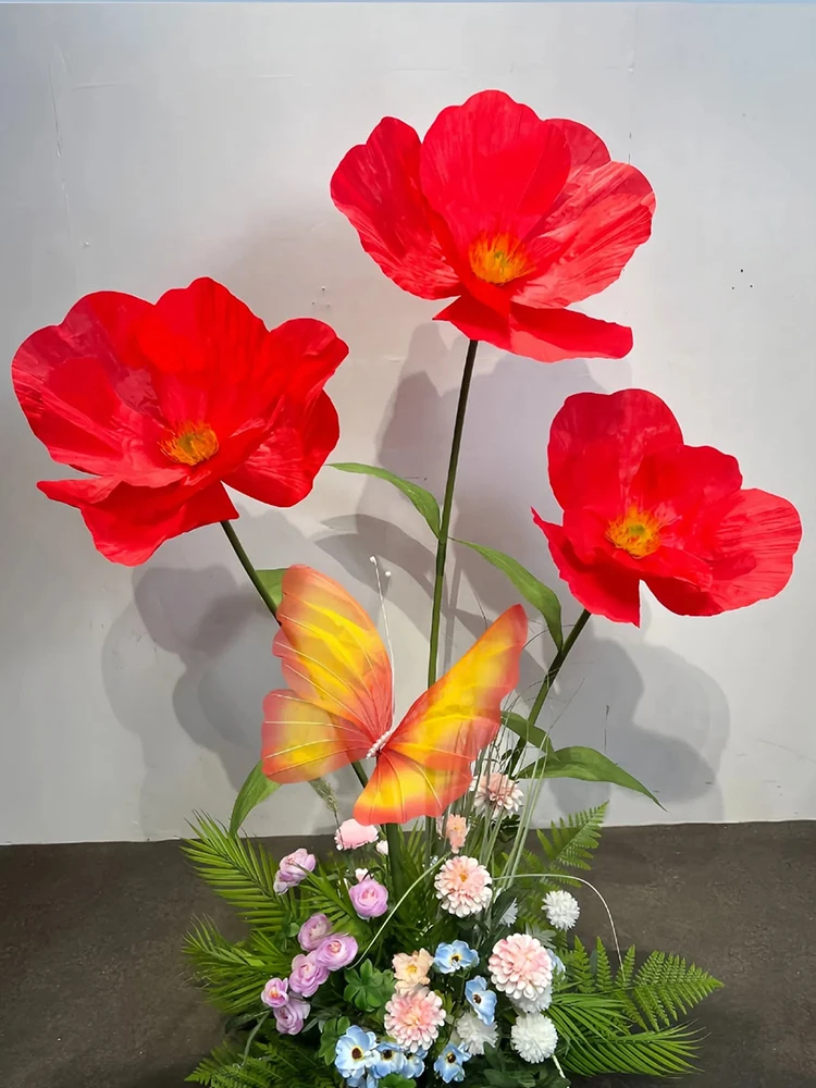 Bruiloft Kunstbloemen Papier Klaproos Bloem Muur Tuin Decoratie Fotografie Props Etalage Feestartikelen Home Decor - afbeelding 2