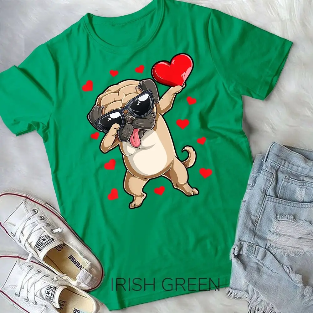 Dabbing Pug Heart Valentines Day Boys Kids Love Dog Lover T-Shirt Unisex T-shirt