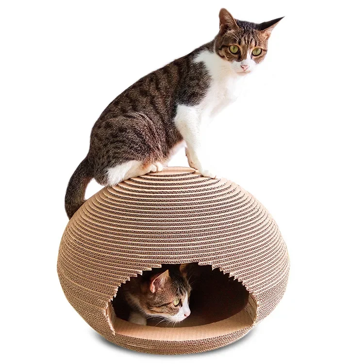 Corrugated Cat House with Star Spherical Cat Litter Scratching Board Cat Supplies for Sharpening Claws and Toy