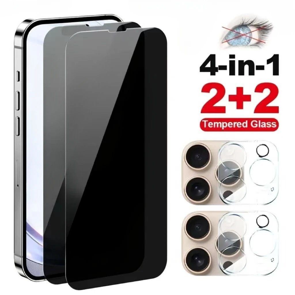 4IN1 Privacy Screen Protector For iPhone 16 13 15 14 12 11 Pro Max Camera Lens Tempered Glass For iPhone 12 11 Pro 12 13 Mini