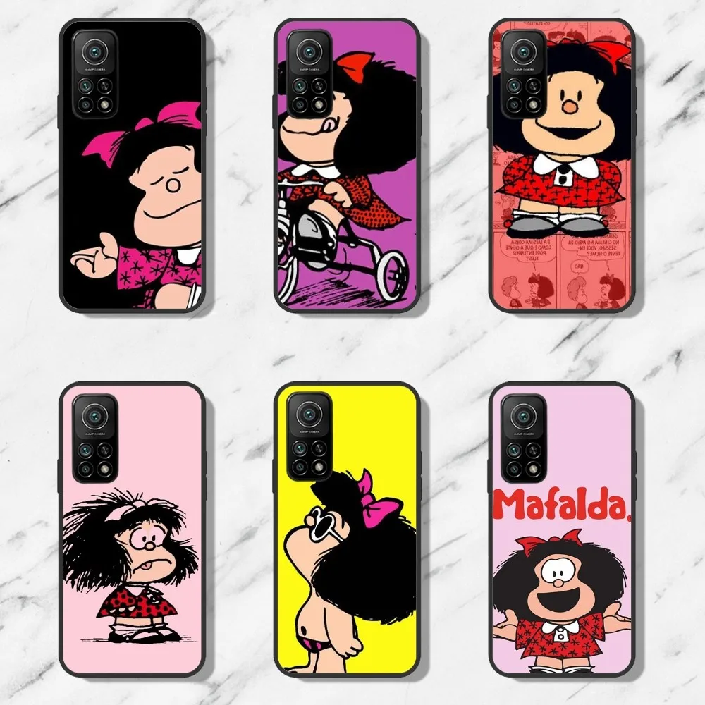 Cartoon M-Mafalda Phone Case For Samsung Galaxy S21 S22 S23 S24 Ultra S20 Lite S30 Note Black Shell