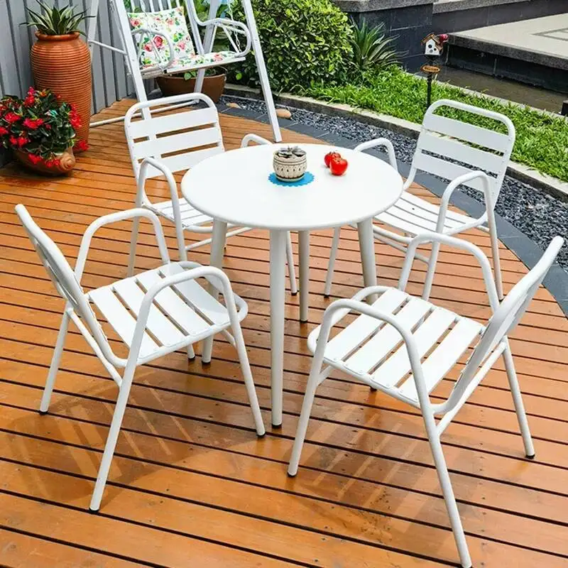 

Courtyard White Modern Outdoor Tables Iron Art Luxury Lounge Outdoor Tables Minimalist Luxury Arredo Giardino Home Furniture