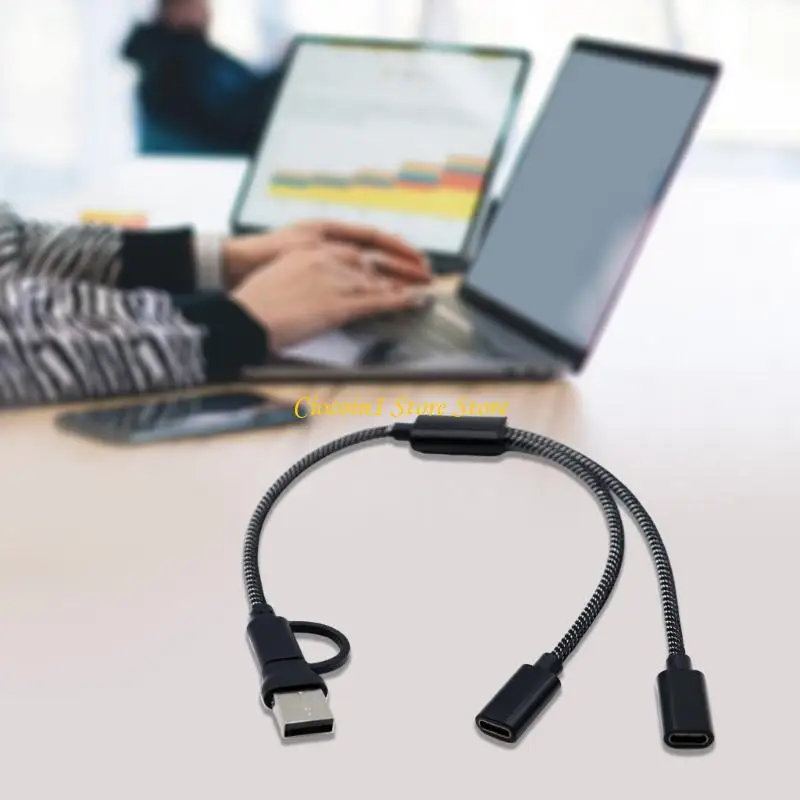 

A3PC USB + Type C Male to 2/3 Type C Female Cable Adapters USB OTG Splitter Cord Converters Multiple Hubs for Charging and Data