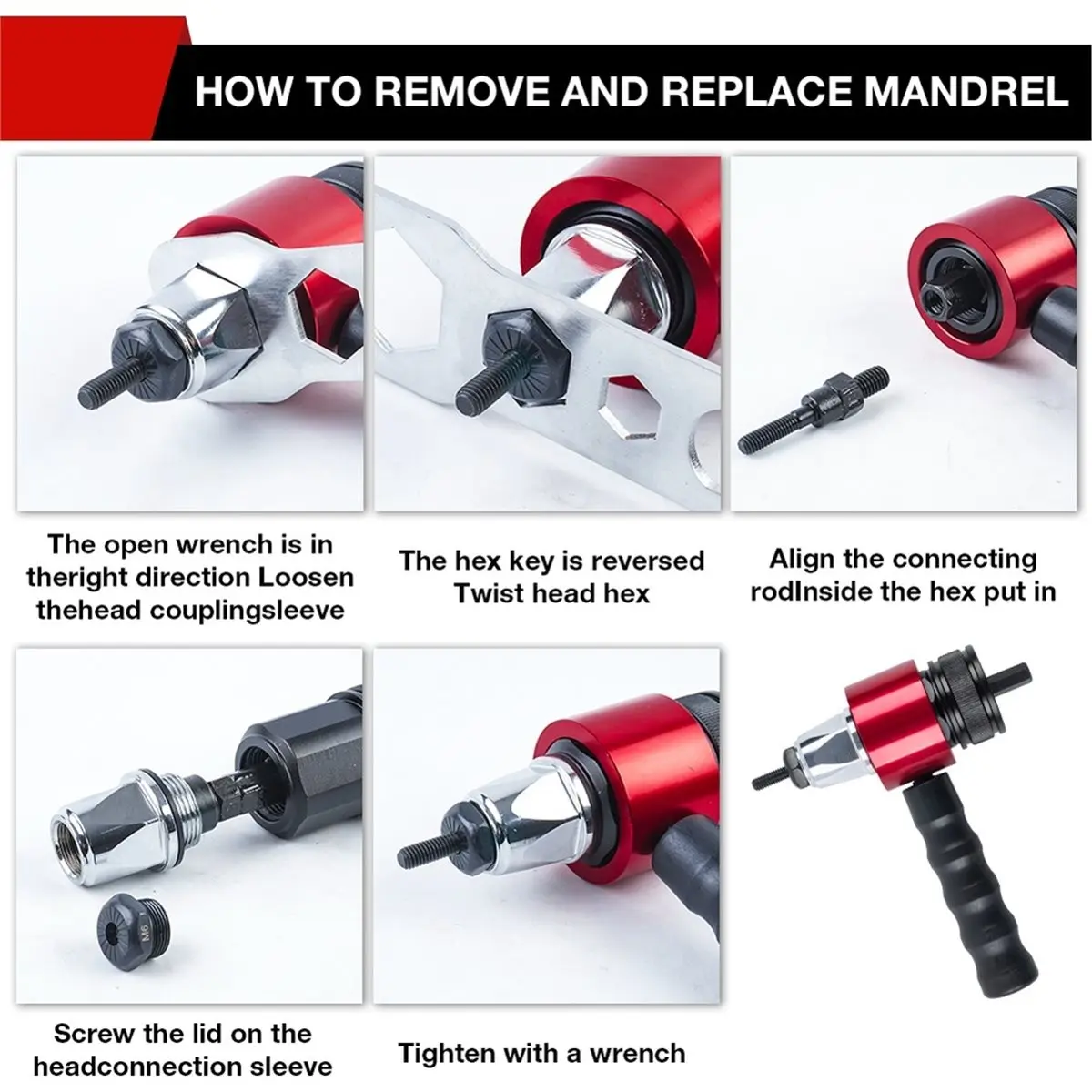 【UPGRADED VERSION】M3 M5 M6 M8 Riveting Machine Electric RivetGun Adapter Professional Industrial Grade Riveting Tool