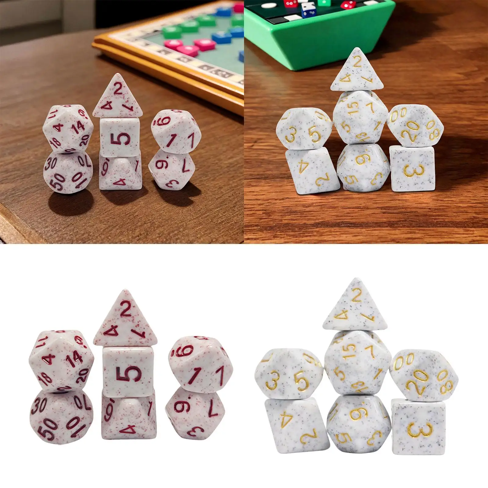 7x Polyhedral Dices Dice Set, Acrylic Entertainment Toys Party Game Dices Multi