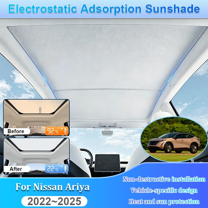 

For Nissan Ariya FE0 Accessories 2022 2023 2024 2025 Car Sunroof Sunshade Electrostatic Adsorption Blind Visor Skylight Shading