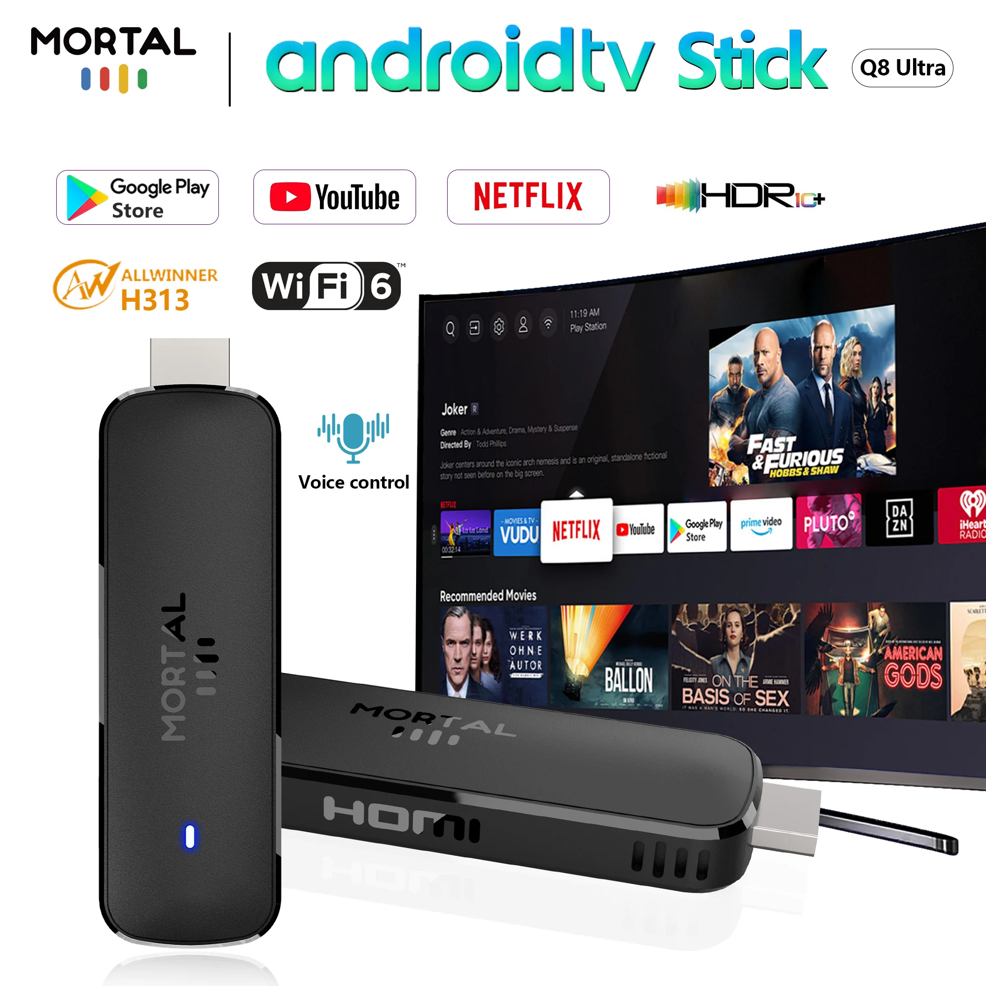 Mortal Hochleistungs-Android 14.0 4k BT5.0 Smart-TV-Stick ATV Allwinner H313 2 GB 16 GB Q8 Ultra