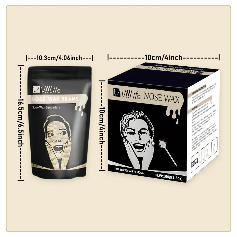 Portable Nose Hair Removal Wax Set Painless Nose Wax bean Kit Paper-Free Nose Hair Wax Beans Cleaning Wax Kit For Men & Women